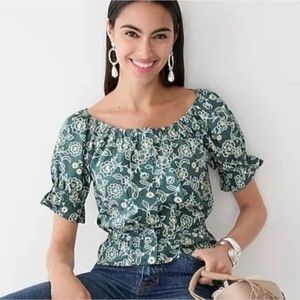 J. Crew Gathered Scoop Neck in Vintage Vines (S)
